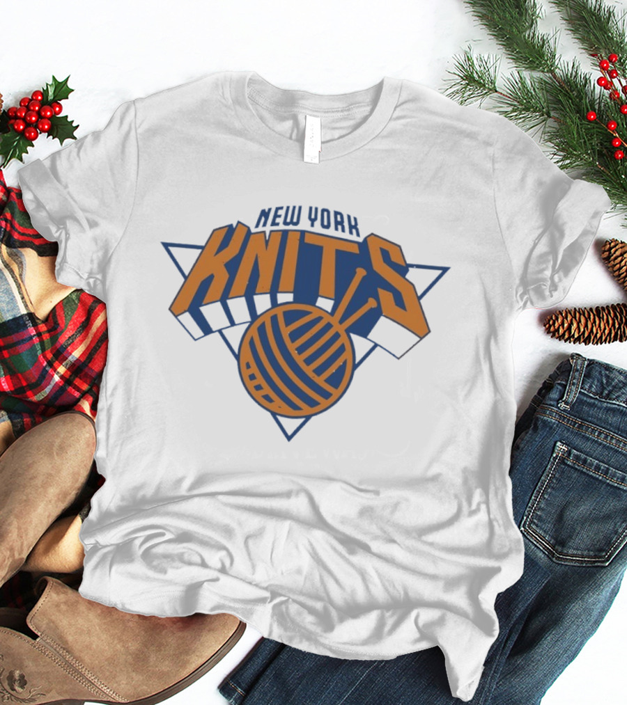 New York Knits Basketball Yarn Logo NY Knicks T-Shirt