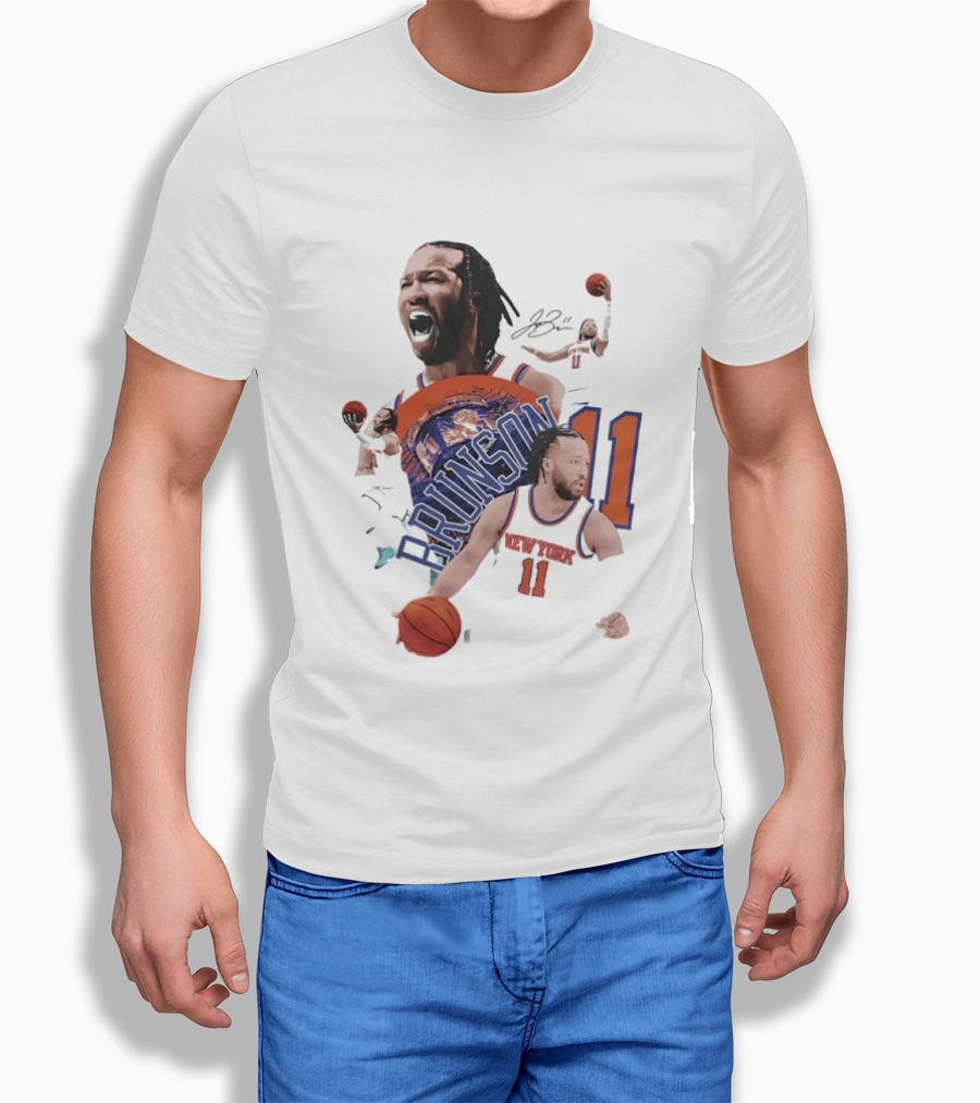 NY Knicks Jalen Brunson Number 11 Collage Basketball Player T-Shirt