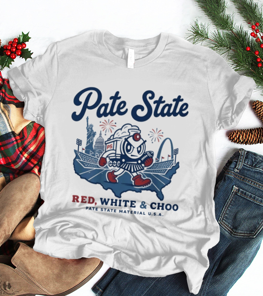 Pate State Red White And Choo USA Fireworks Statue Of Liberty Arch T-Shirt