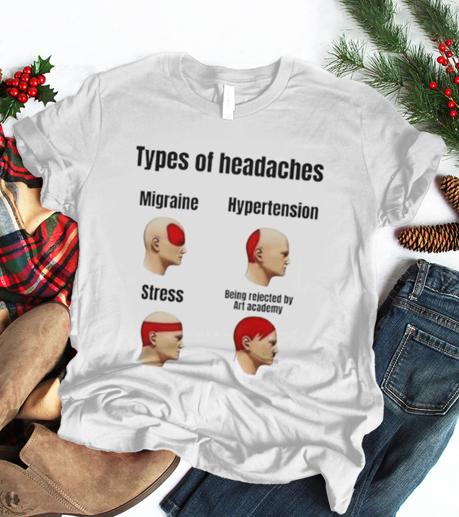 Types Of Headaches Migraine Hypertension Stress Being Rejected By Art Academy T-Shirt