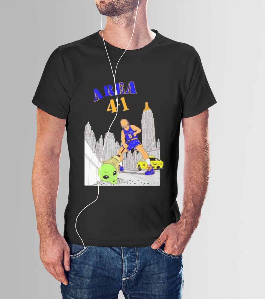 AREA 4 1 Jalen Brunson New York Knicks Vs Alien San Antonio Spurs T-Shirt