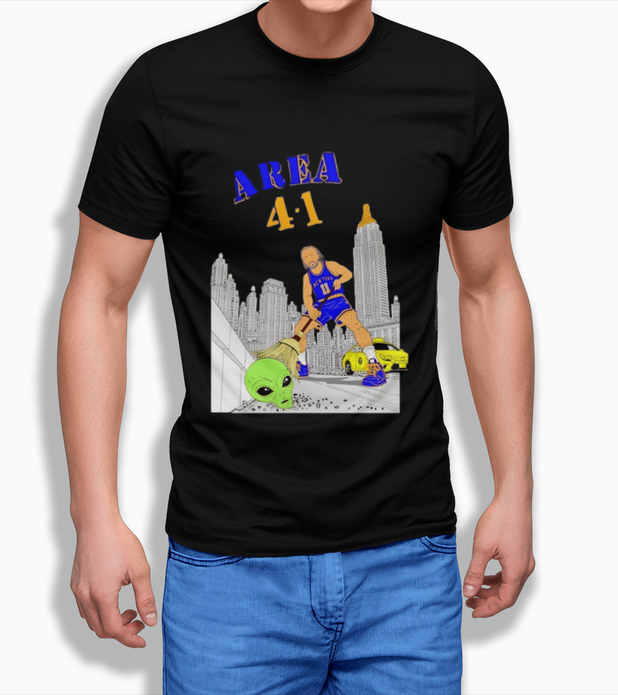 AREA 4 1 Jalen Brunson New York Knicks Vs Alien San Antonio Spurs T-Shirt