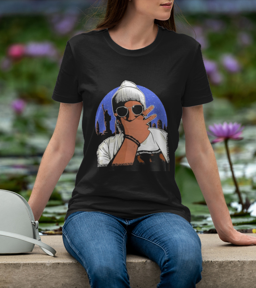 Jalen Brunson's Dad Celly Peace Sign NYC Skyline Basketball Magazine T-Shirt