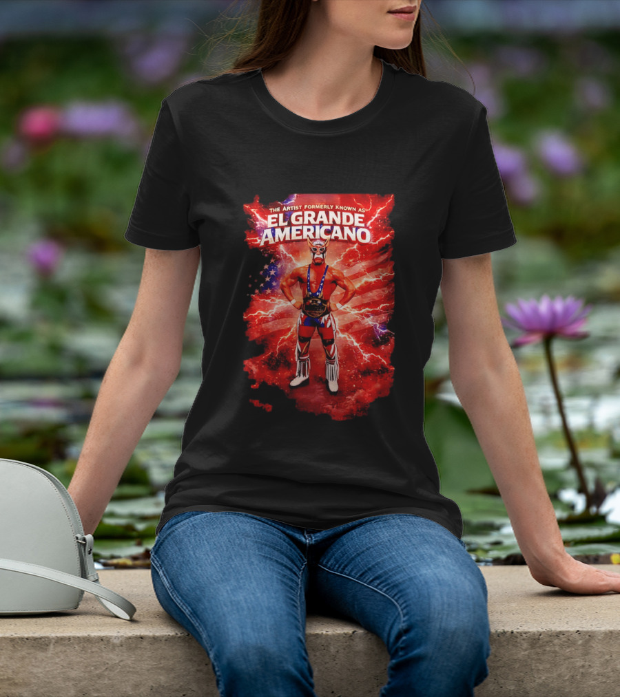 The Artist Formerly Known As El Grande Americano Luchador Flag Lightning T-Shirt