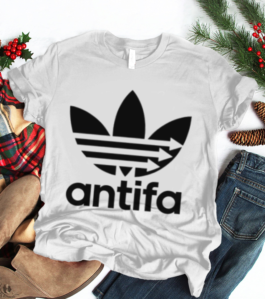 Antifa Black Symbol With Three Arrows Stripes T-Shirt