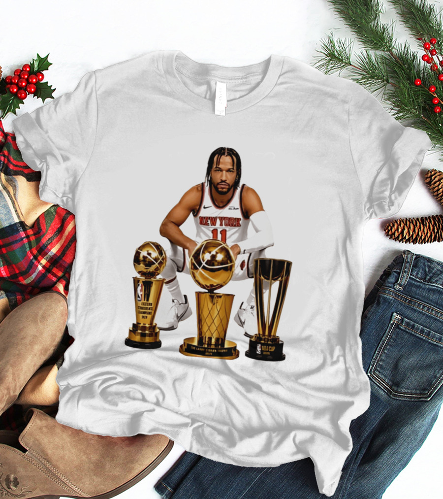 New York Knicks Jalen Brunson 11 Trophy Collection NBA Champions T-Shirt