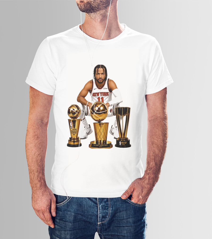 New York Knicks Jalen Brunson 11 Trophy Collection NBA Champions T-Shirt