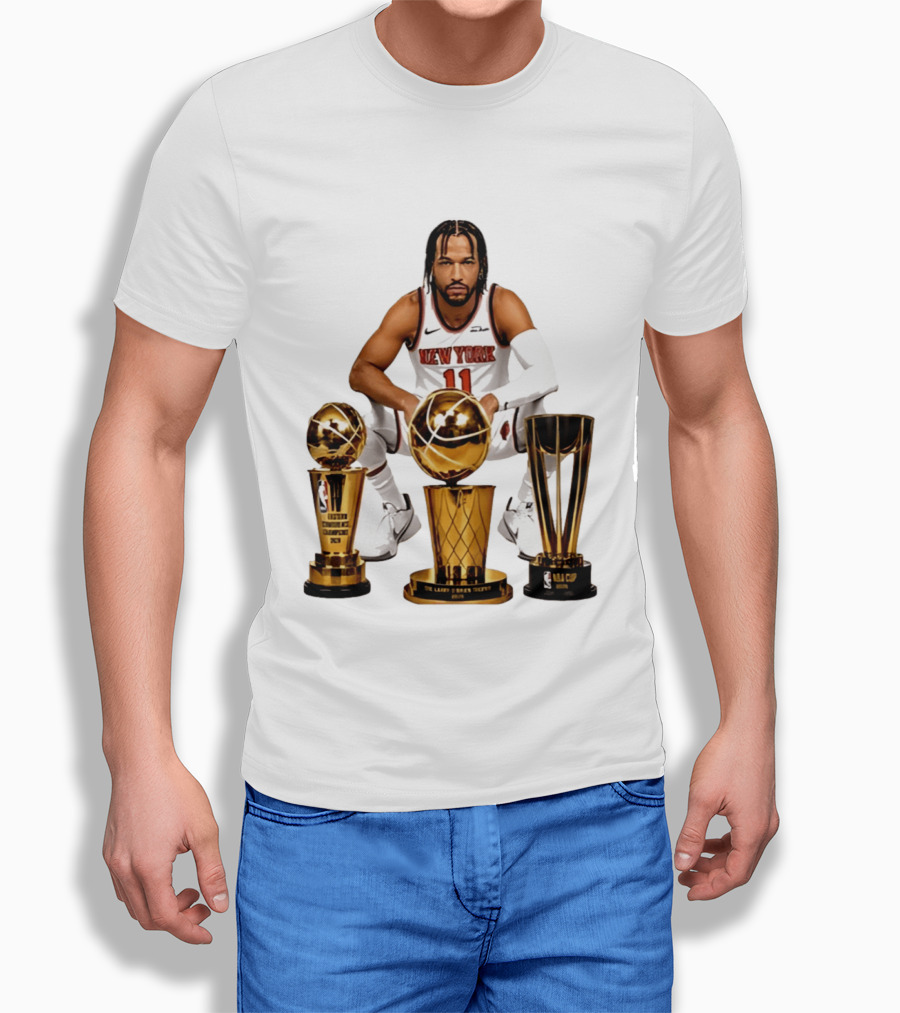 New York Knicks Jalen Brunson 11 Trophy Collection NBA Champions T-Shirt