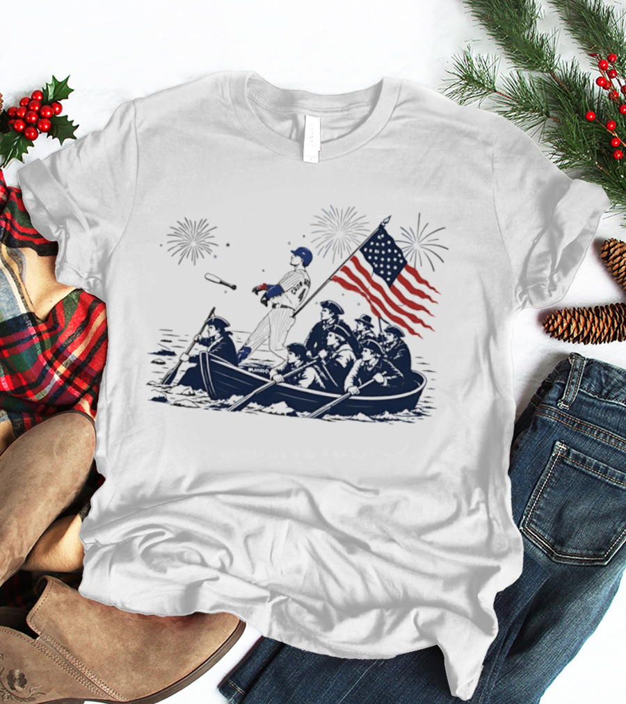Chicago Cubs Patriotic Crossing The Delaware 4th Of July Meme T-Shirt