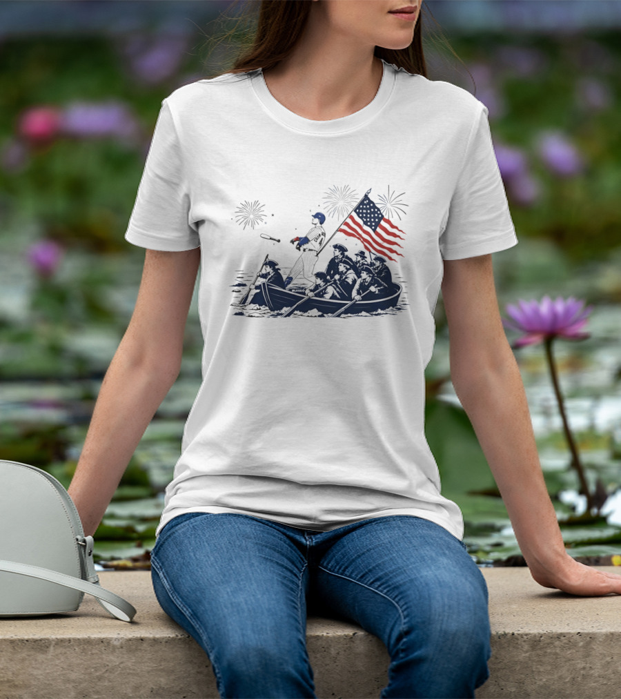 Chicago Cubs Patriotic Crossing The Delaware 4th Of July Meme T-Shirt