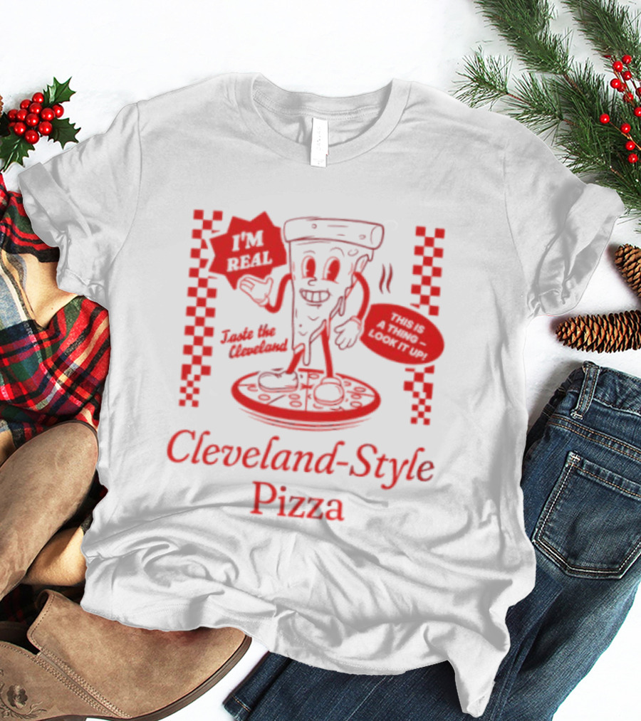 Cleveland Style Pizza I'm Hot Retro Football T-Shirt