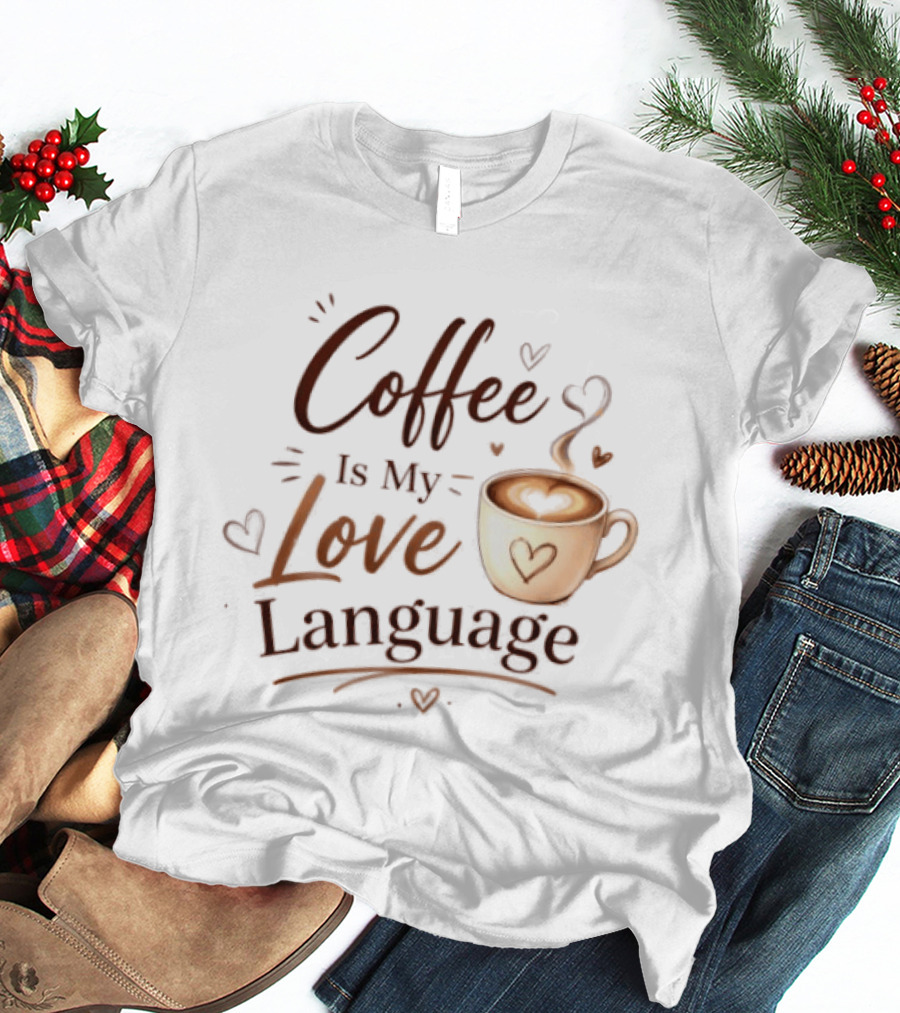 Coffee Is My Love Language Heart Coffee Cup T-Shirt