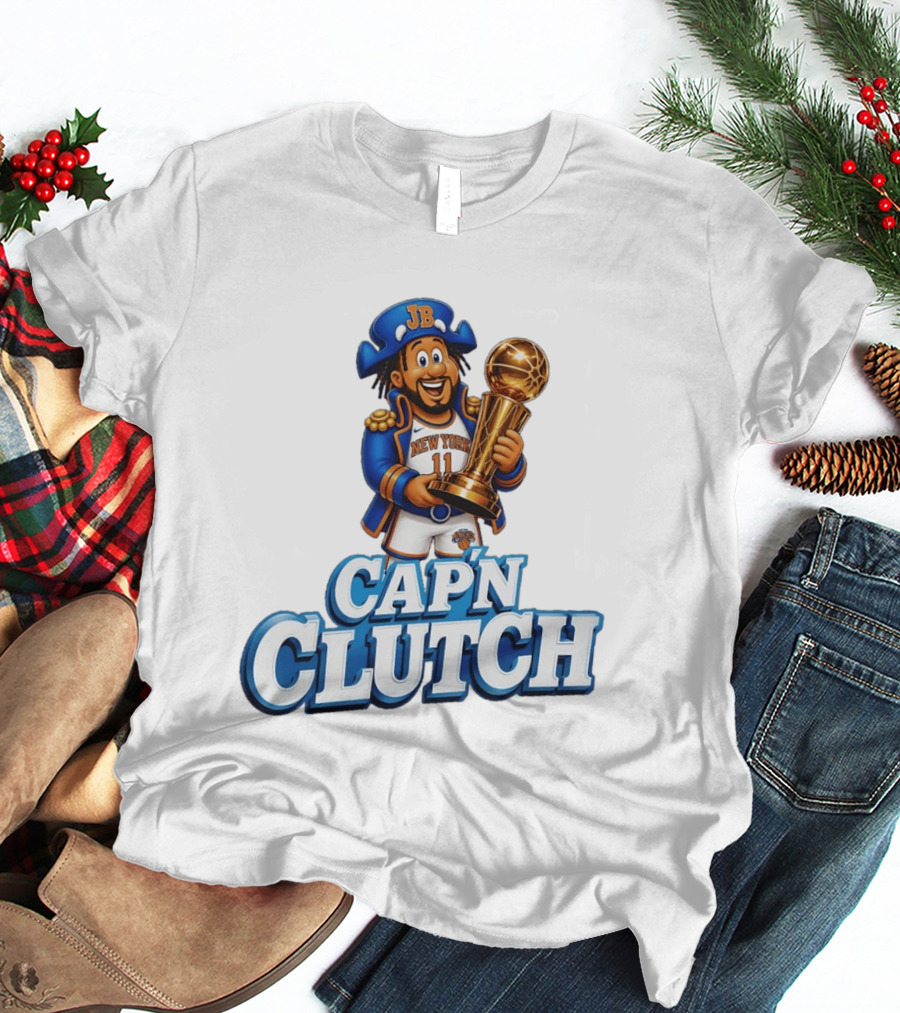 Jalen Brunson Capn Clutch New York Knicks Cartoon MVP T-Shirt