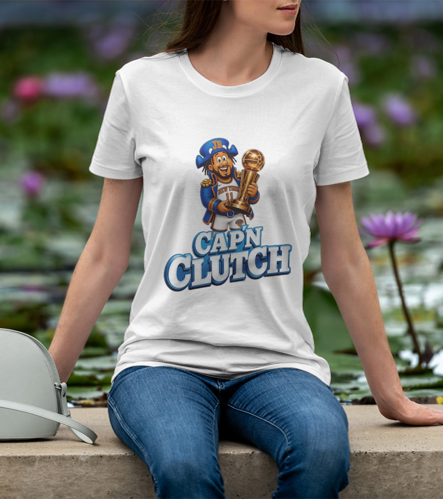 Jalen Brunson Capn Clutch New York Knicks Cartoon MVP T-Shirt