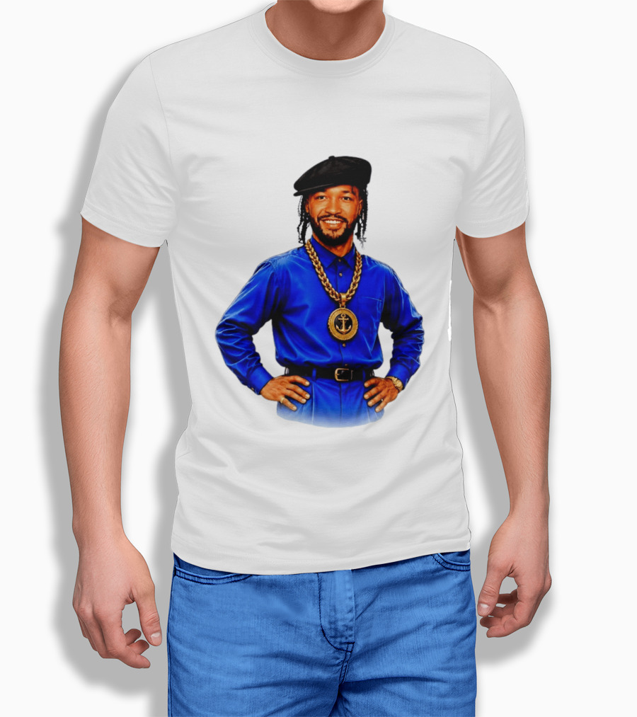 Jalen Brunson NY Knicks Always Business Never Personal Anchor Chain Beret Outfit T-Shirt