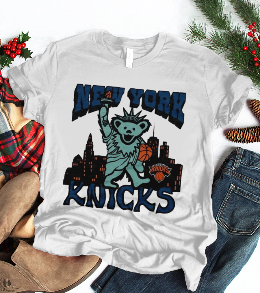 NBA Grateful Dead New York Knicks Bear Liberty Statue T-Shirt