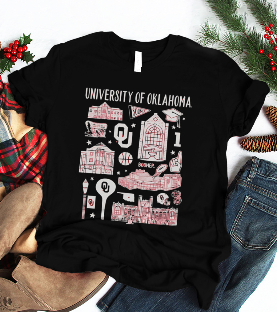 University Of Oklahoma Boomer Sooner Iconic Landmarks T-Shirt