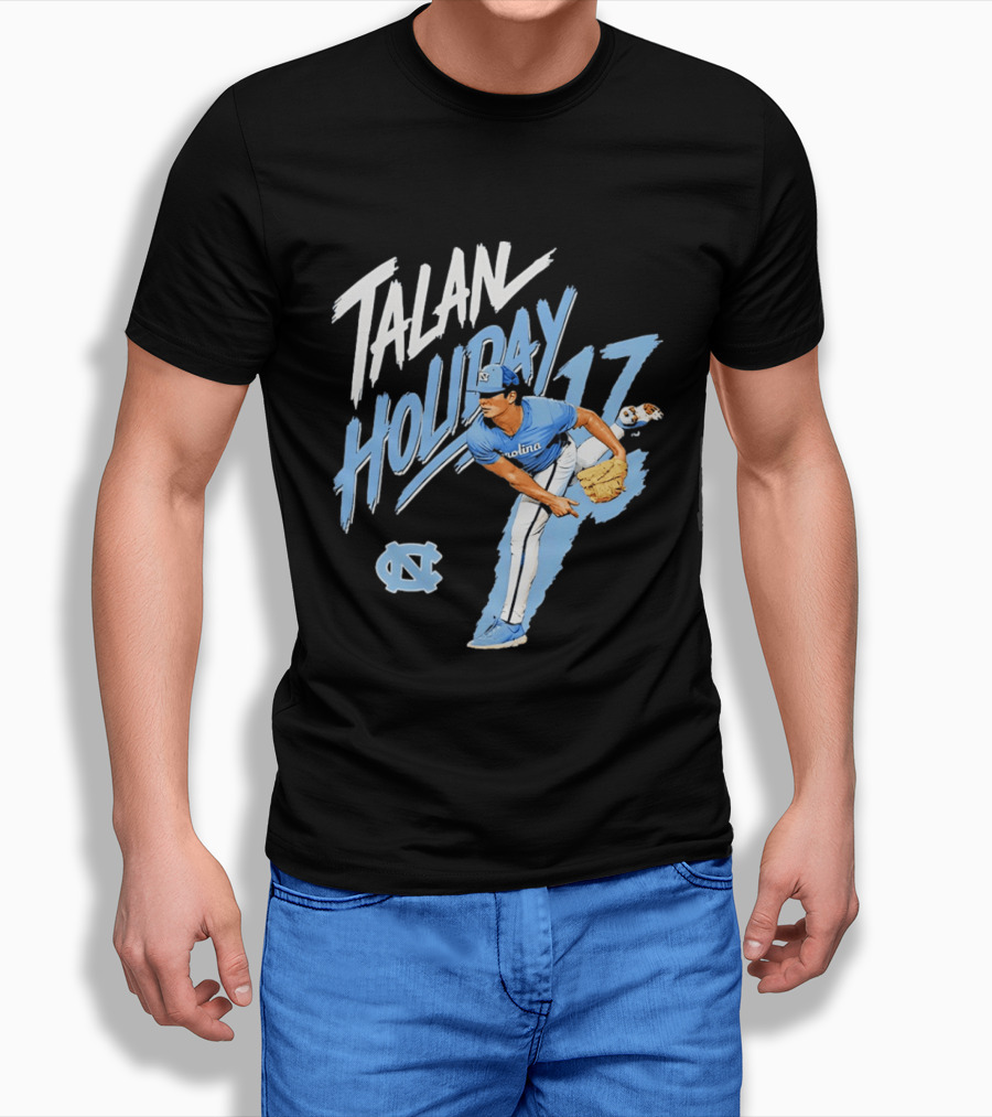North Carolina Tar Heels Talan Holiday 17 Pitching Action T-Shirt