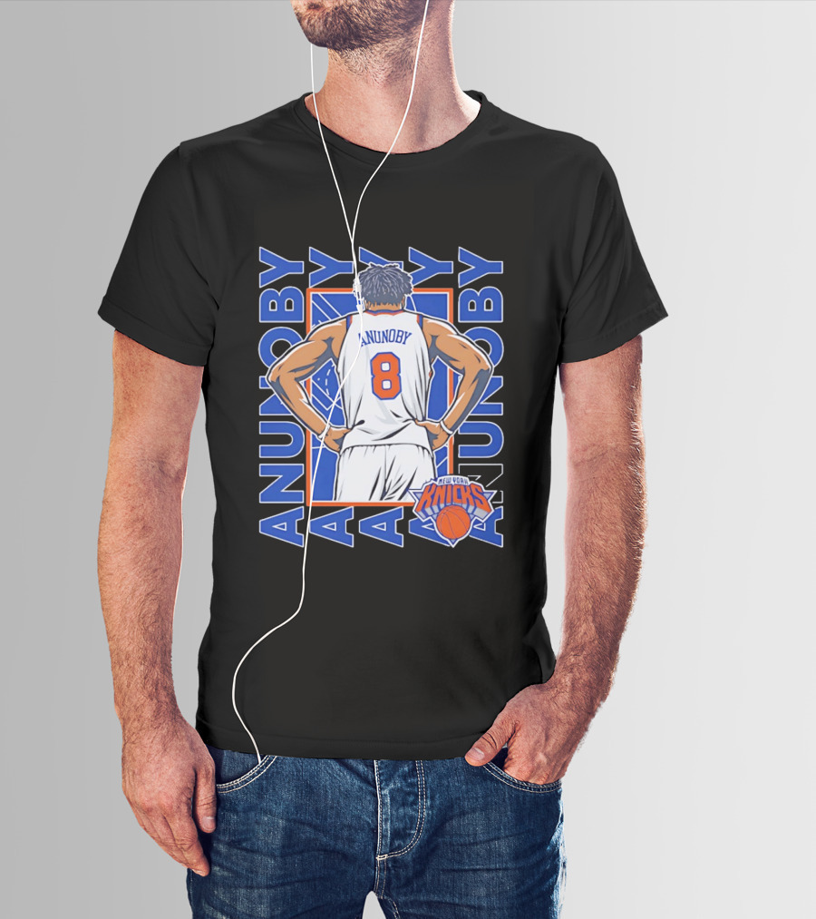 OG Anunoby Number 8 New York Knicks Basketball Icon Repeat T-Shirt