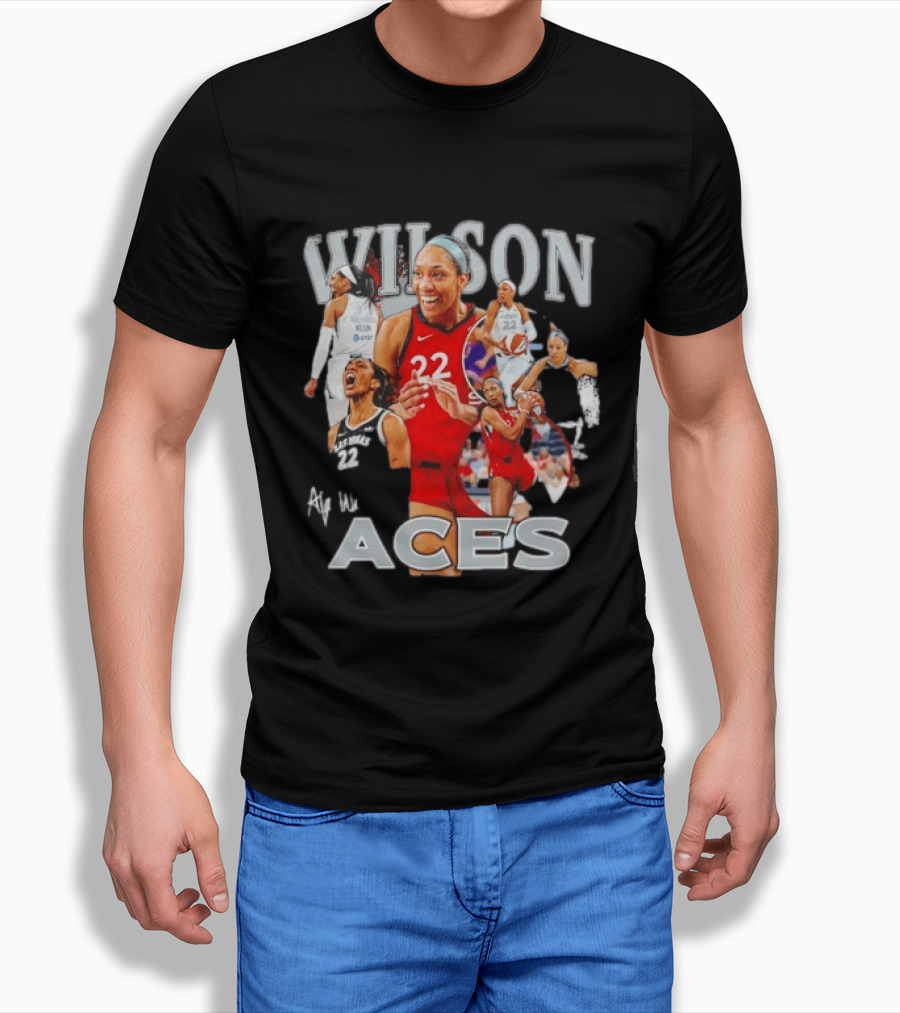 A'ja Wilson Las Vegas Aces Fly With Aces Collage T-Shirt
