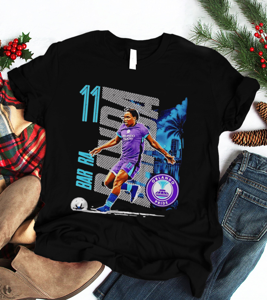 Barbra Banda Orlando Pride Skyline 11 Soccer Blue Palm Trees T-Shirt