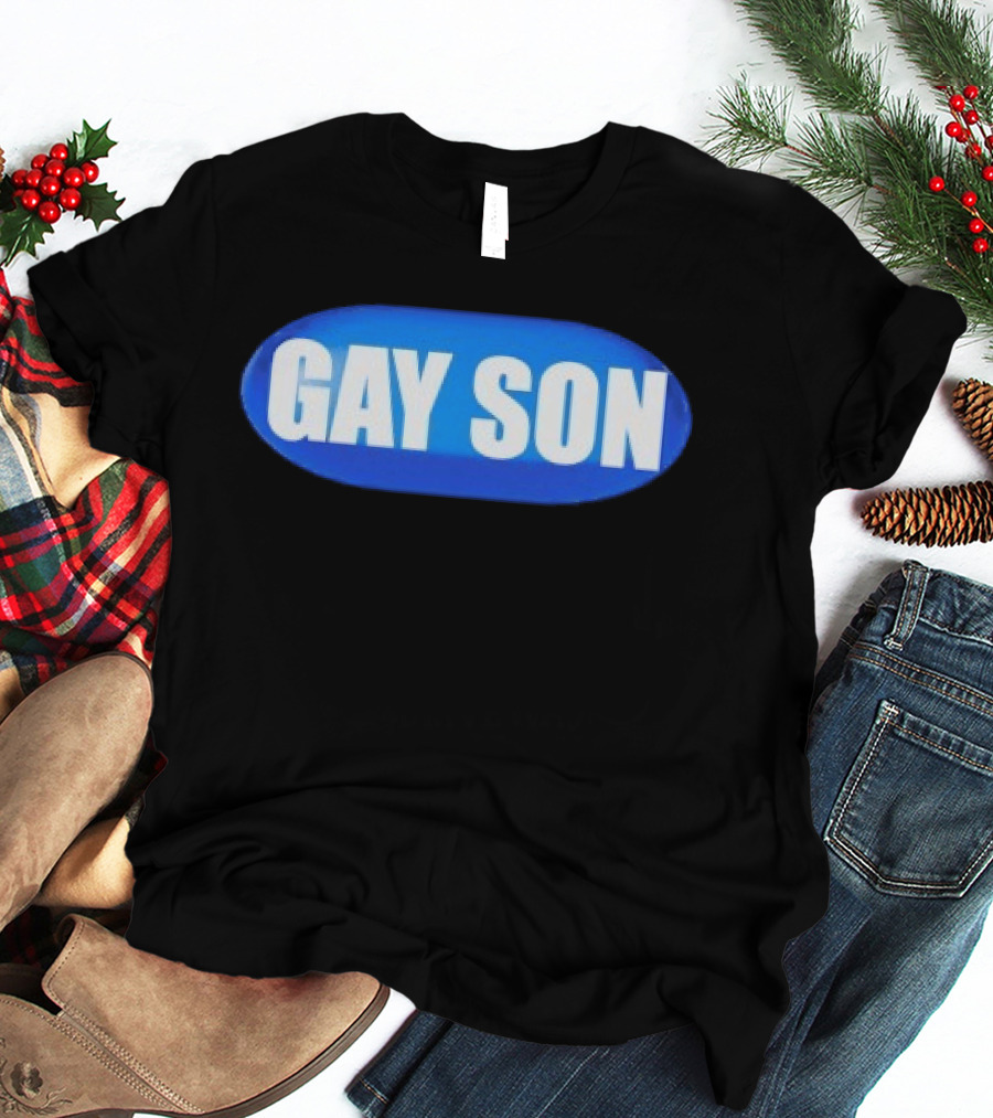 Gay Son Pill Blue Oval T-Shirt