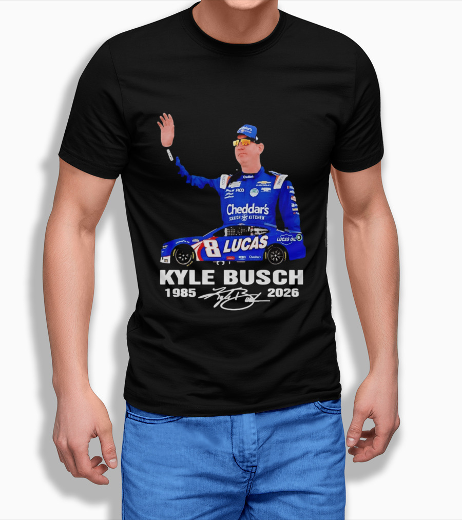 Kyle Busch 1985 2026 Lucas Oil Cheddar's Scratch Kitchen T-Shirt