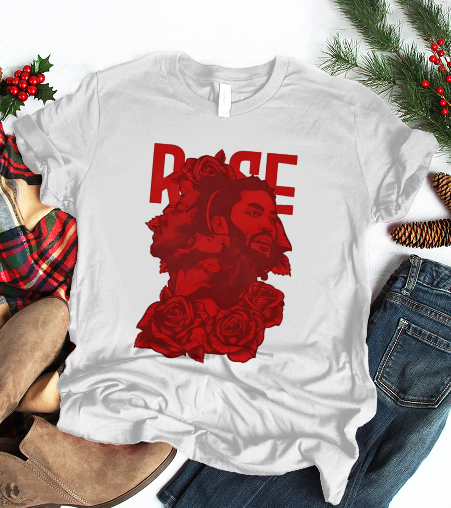 Derrick Rose Red Rose Portrait With Decorative Roses T-Shirt