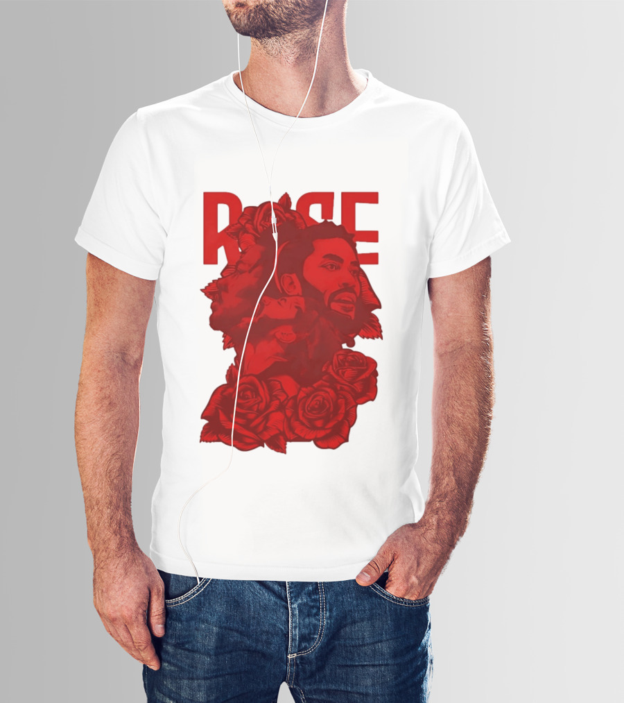 Derrick Rose Red Rose Portrait With Decorative Roses T-Shirt