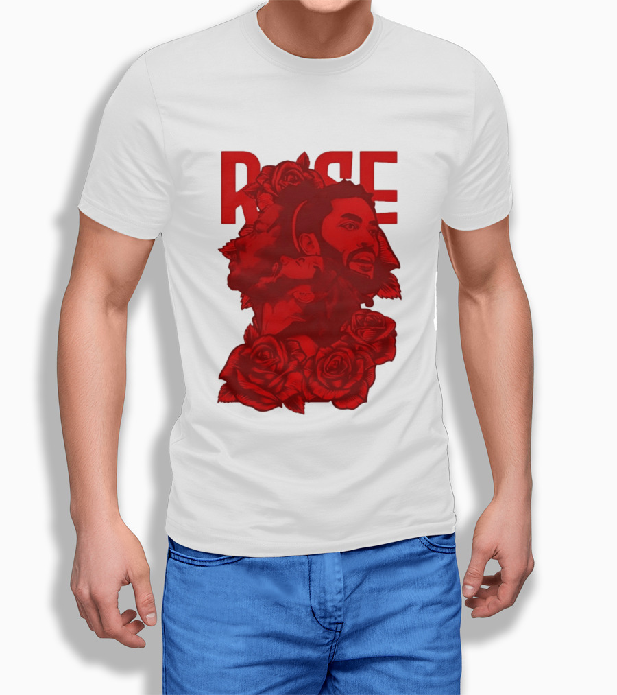 Derrick Rose Red Rose Portrait With Decorative Roses T-Shirt