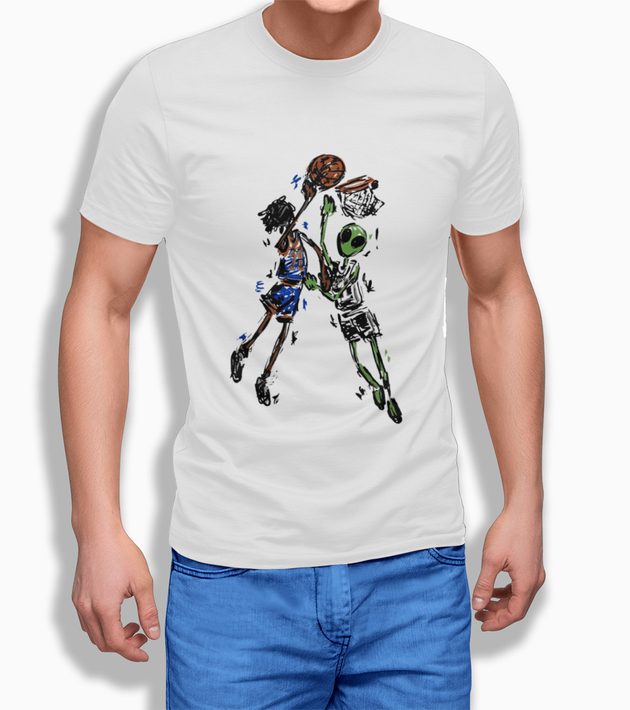 Jalen Brunson Vs Alien Wemby Dunking Showdown Basketball Clash T-Shirt
