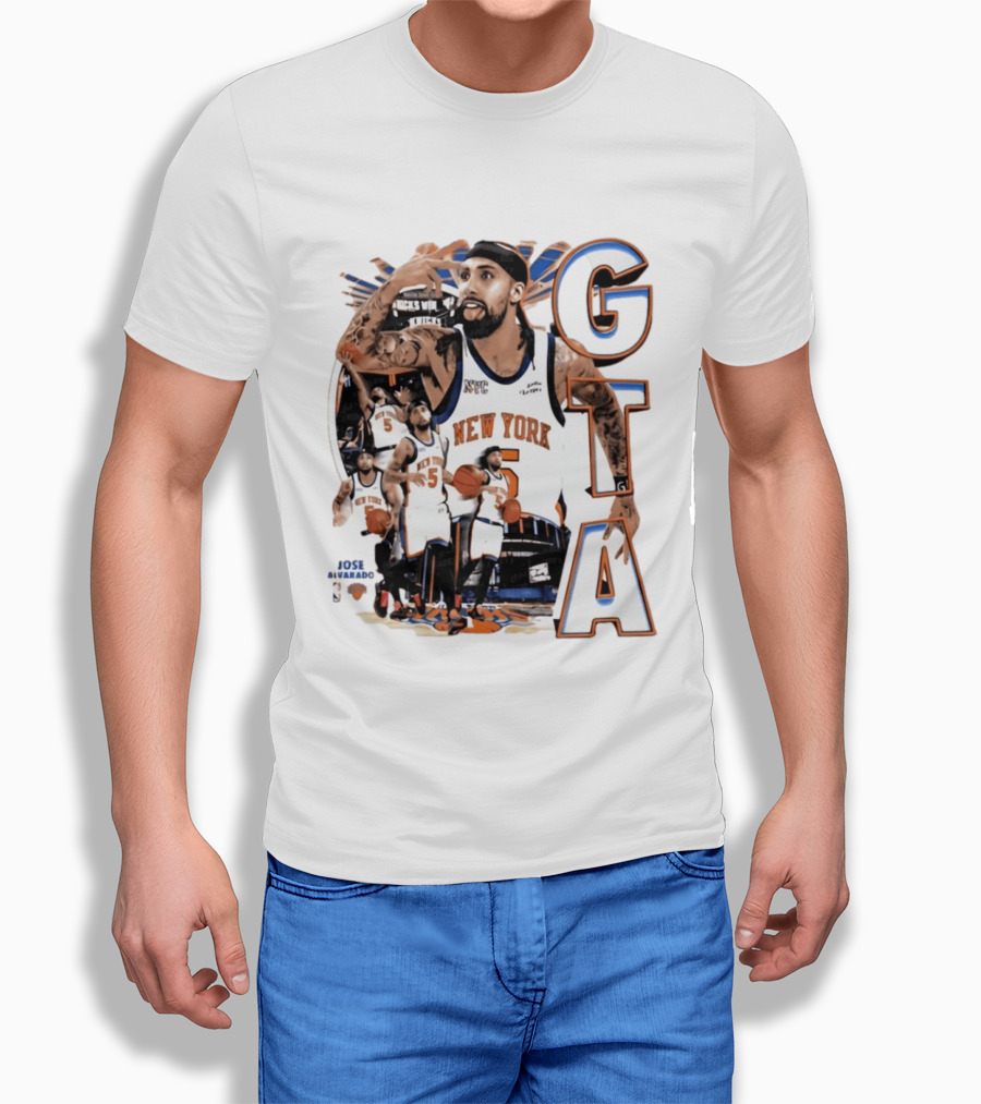 New York Knicks Jose Alvarado GTA Basketball 5 NYC T-Shirt
