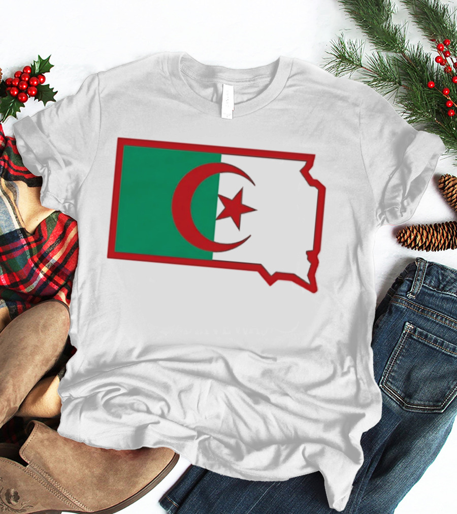 Lawrence Of Algeria Flag State Outline With Crescent And Star T-Shirt