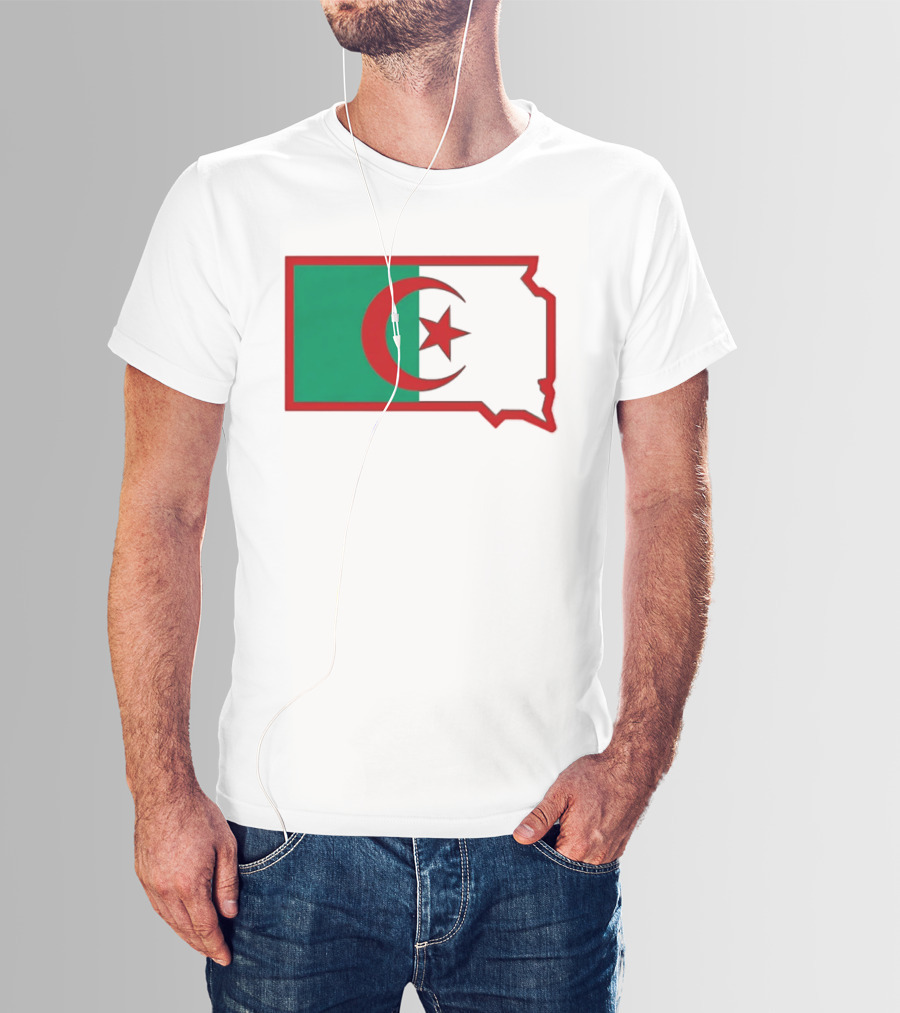 Lawrence Of Algeria Flag State Outline With Crescent And Star T-Shirt