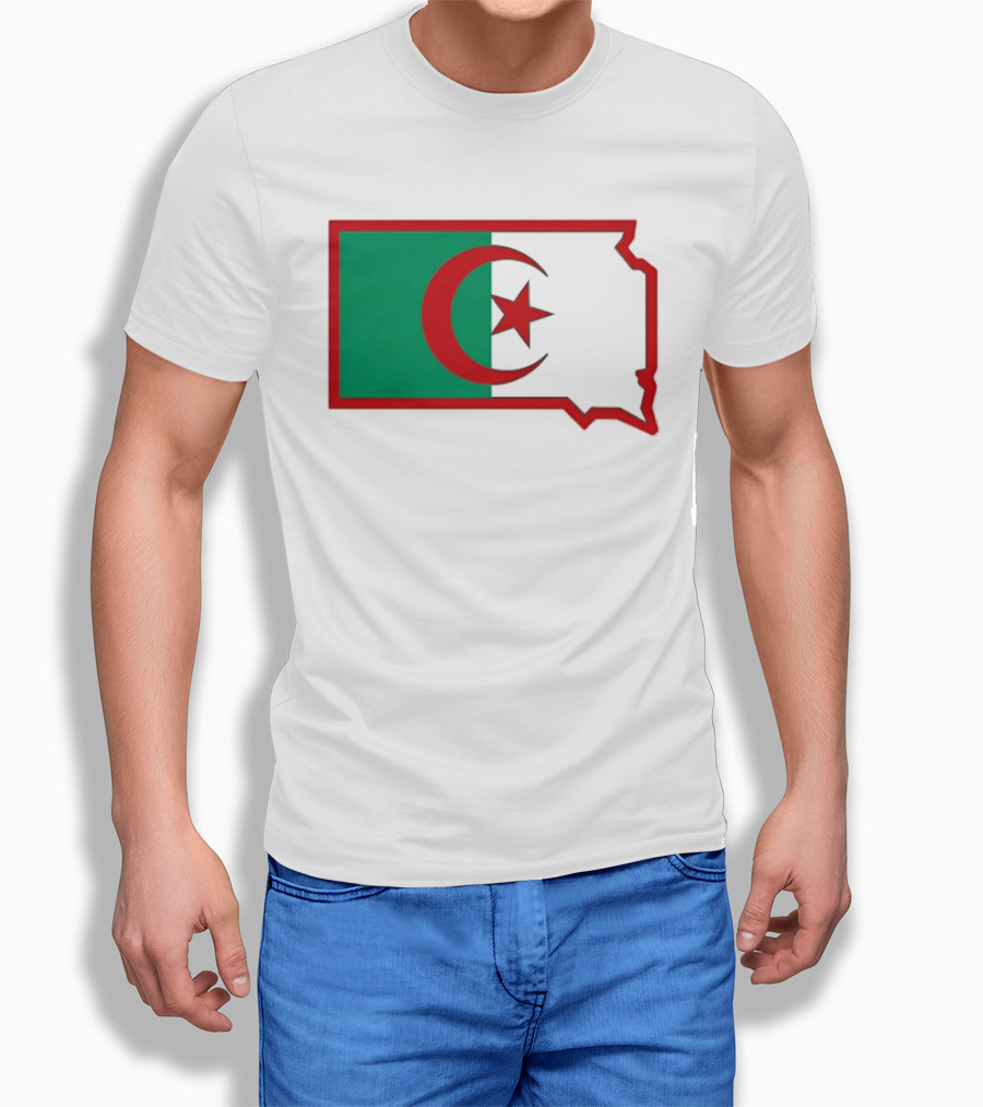 Lawrence Of Algeria Flag State Outline With Crescent And Star T-Shirt