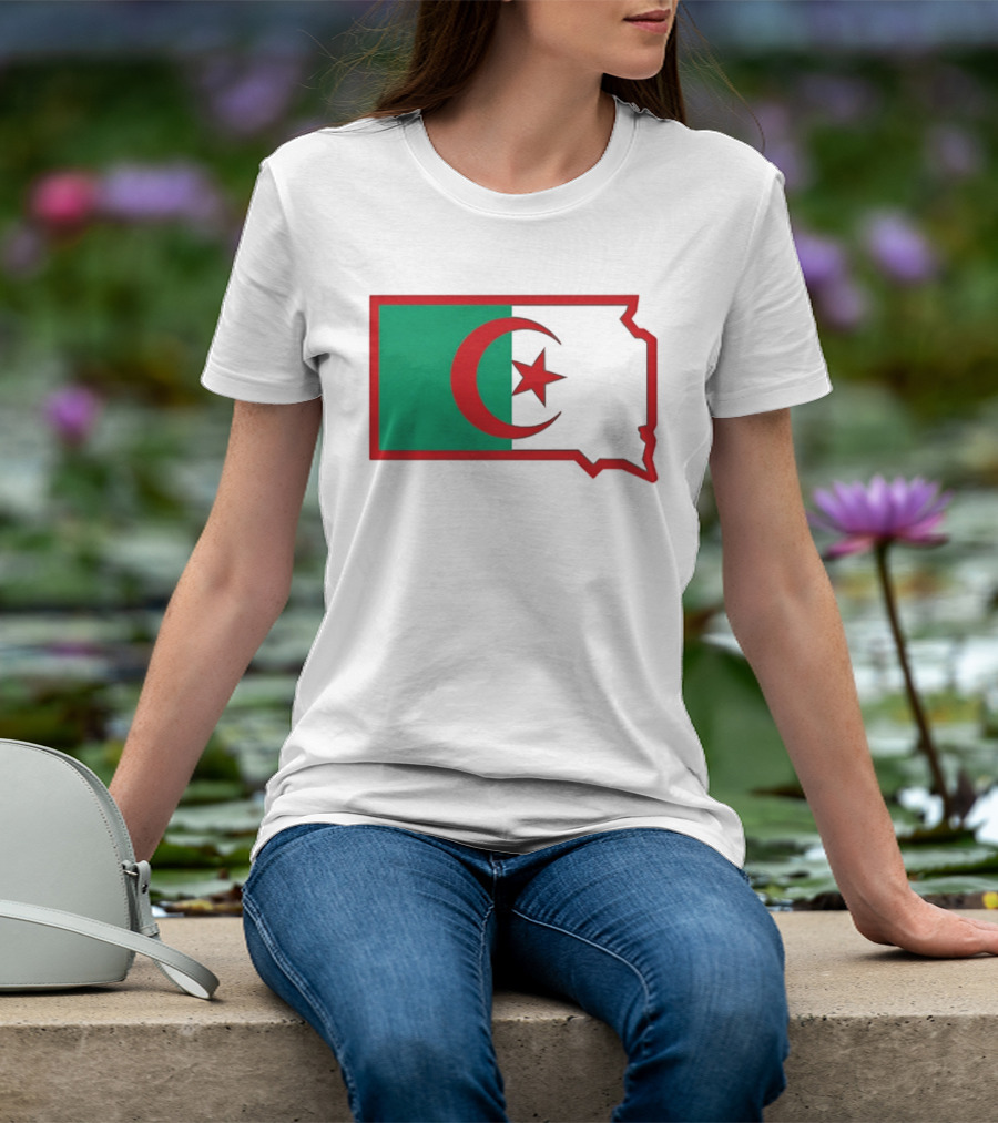 Lawrence Of Algeria Flag State Outline With Crescent And Star T-Shirt