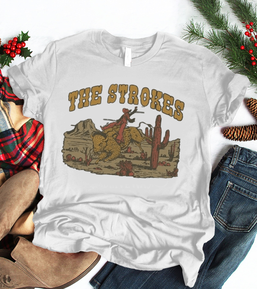 The Strokes Western Bull Rider Desert Scene T-Shirt