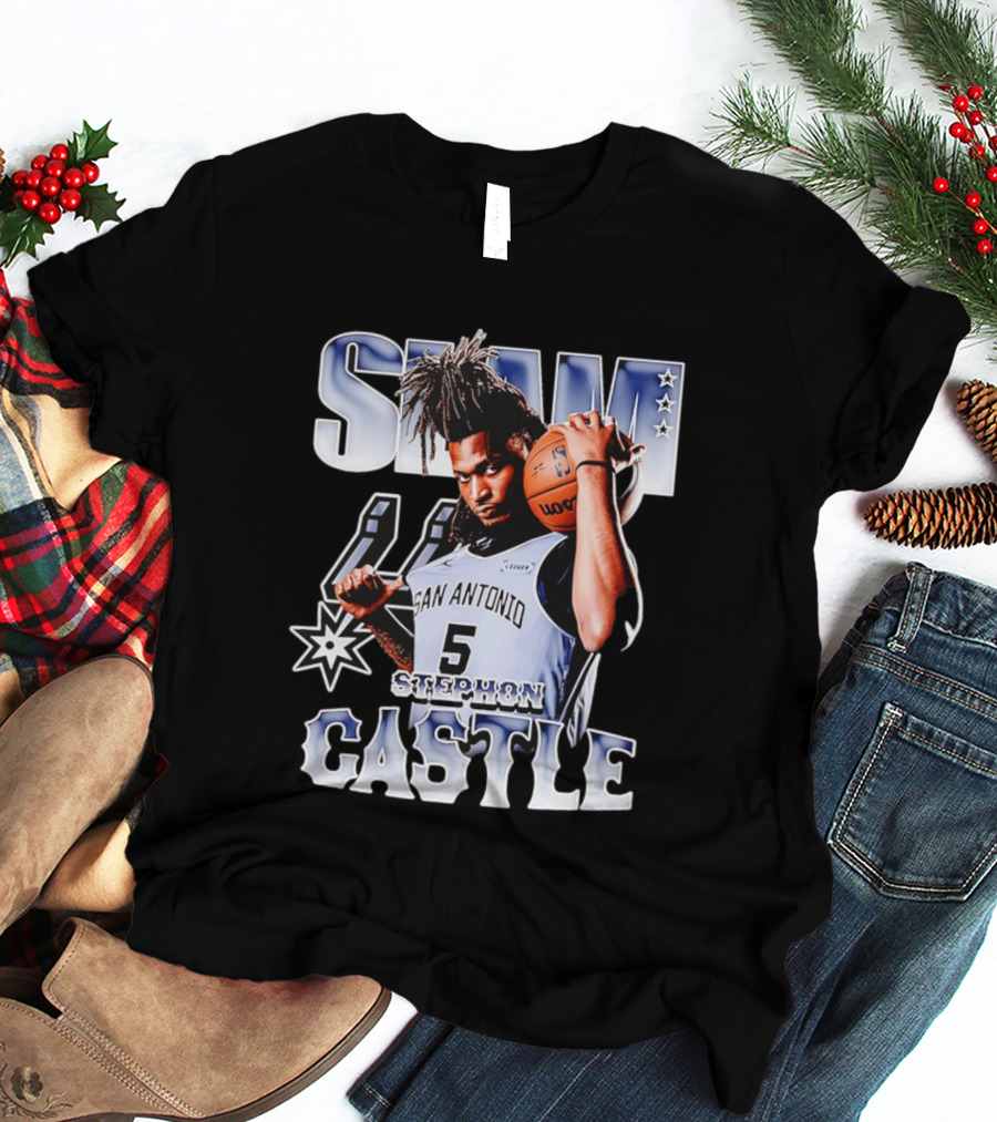 San Antonio Spurs Stephon Castle SLAM Basketball Star T-Shirt