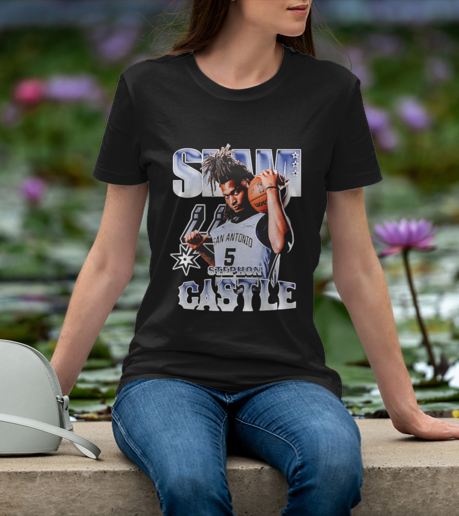 San Antonio Spurs Stephon Castle SLAM Basketball Star T-Shirt