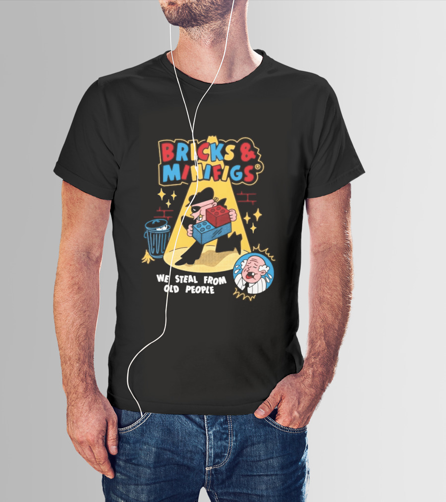 Bricks And Minifigs Spotlight Scene Robber We Steal From Old People T-Shirt