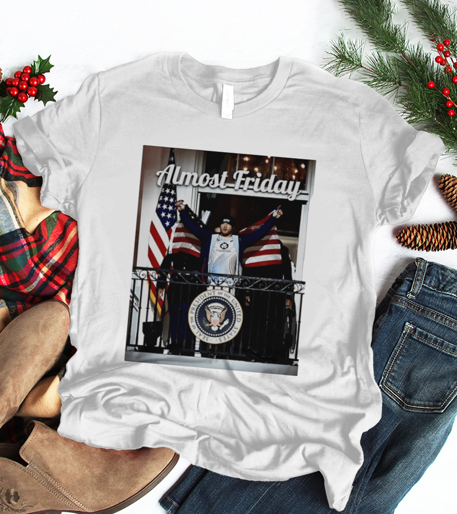 Almost Friday Justin Gaethje US Flag Blue Room Balcony White House UFC Freedom 250 T-Shirt