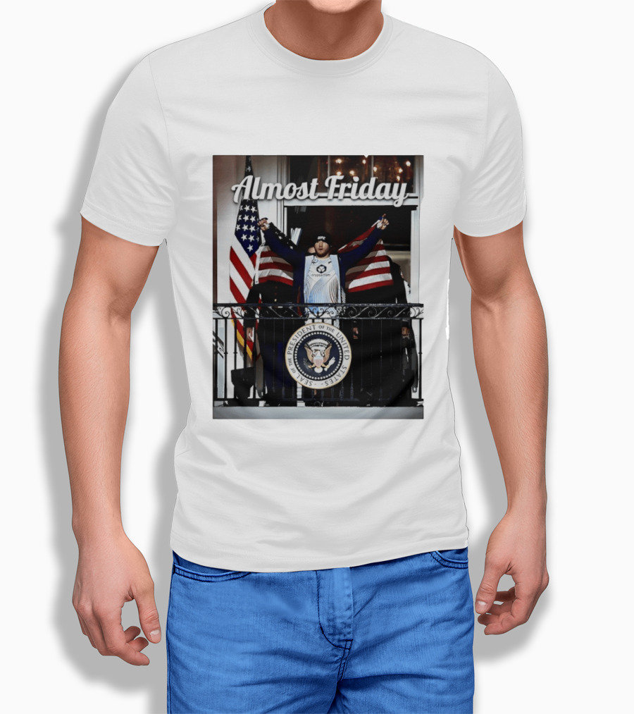 Almost Friday Justin Gaethje US Flag Blue Room Balcony White House UFC Freedom 250 T-Shirt