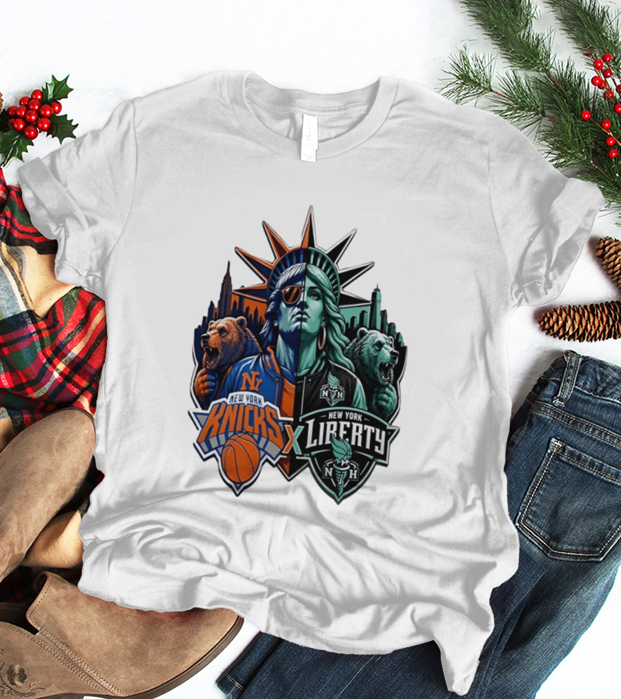 New York Knicks X Liberty Statue Of Liberty NBA WNBA T-Shirt