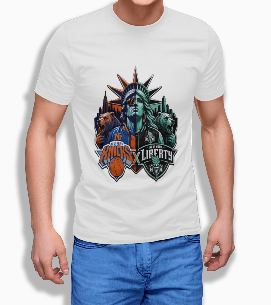 New York Knicks X Liberty Statue Of Liberty NBA WNBA T-Shirt