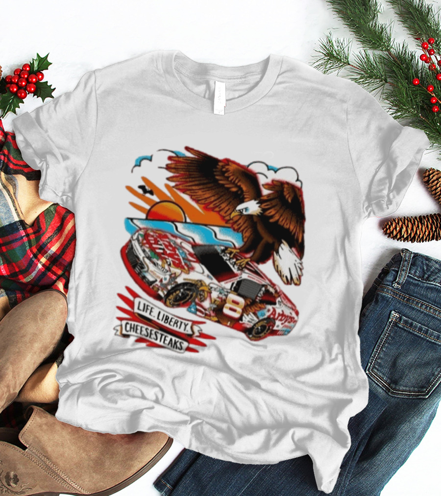 Life Liberty Cheesesteaks Arby's Racing Car Eagle Patriotic T-Shirt