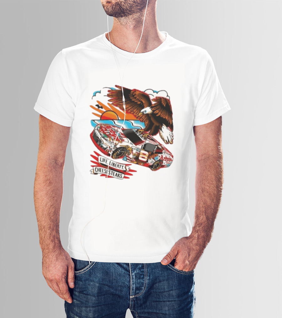 Life Liberty Cheesesteaks Arby's Racing Car Eagle Patriotic T-Shirt
