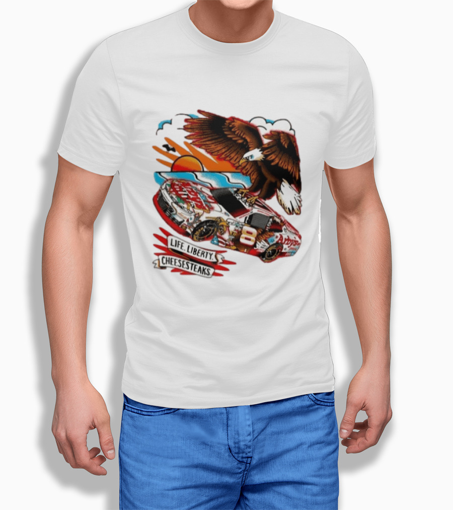 Life Liberty Cheesesteaks Arby's Racing Car Eagle Patriotic T-Shirt