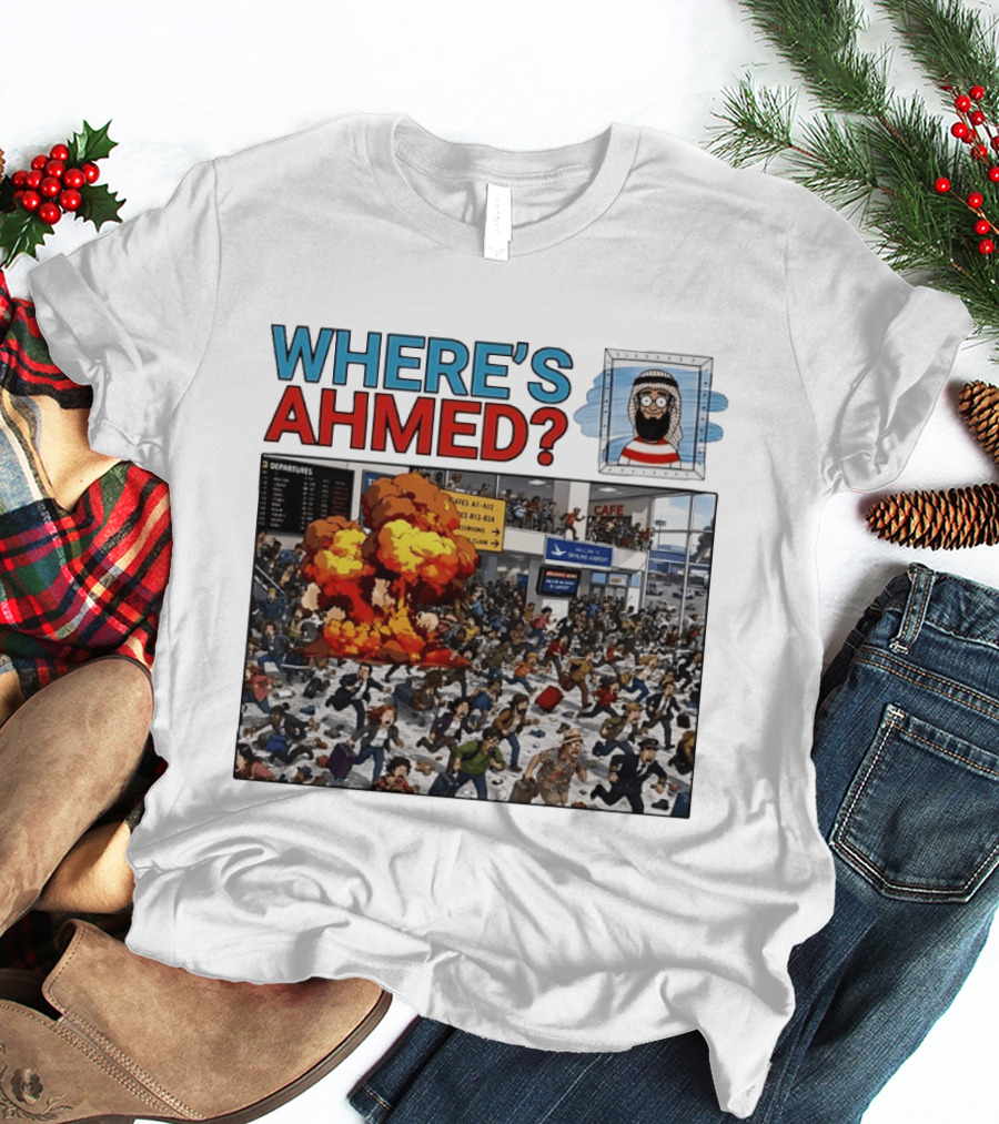 Where's Ahmed September 11 Attacks Cartoon Explosion Scene T-Shirt