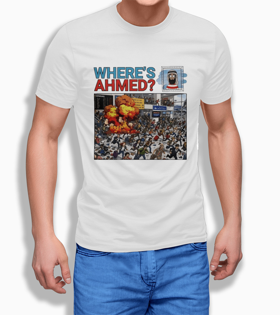 Where's Ahmed September 11 Attacks Cartoon Explosion Scene T-Shirt