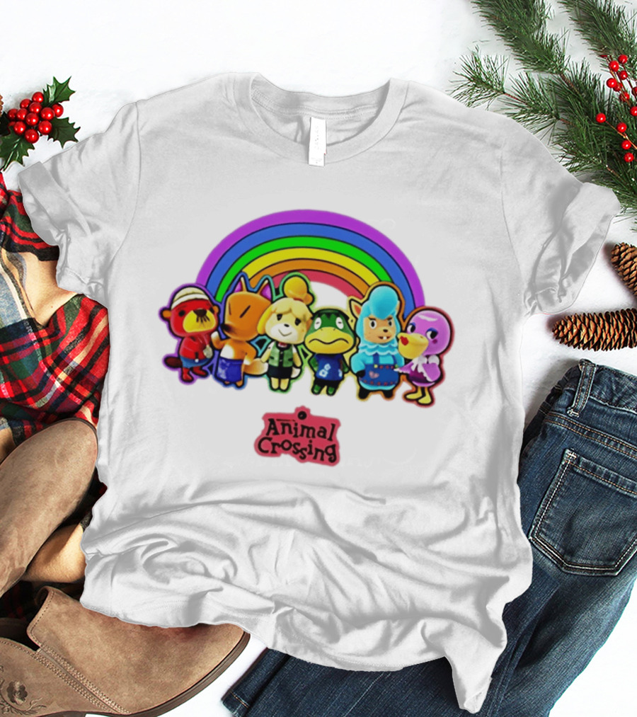 Animal Crossing Rainbow Characters Under Arc T-Shirt
